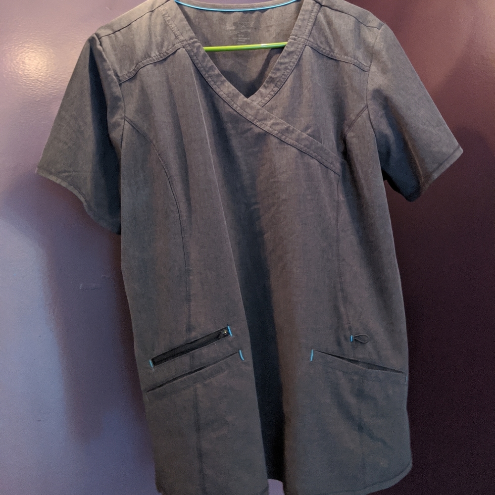 Gray scrub top
